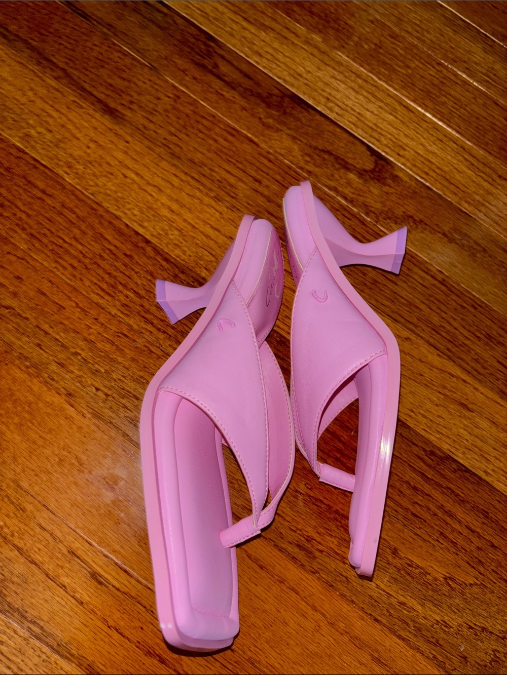 Circus by Sam Edelman Pink Square Toe Flip Flop Frances Heeled Sandal Size 6.5 - Picture 4 of 7